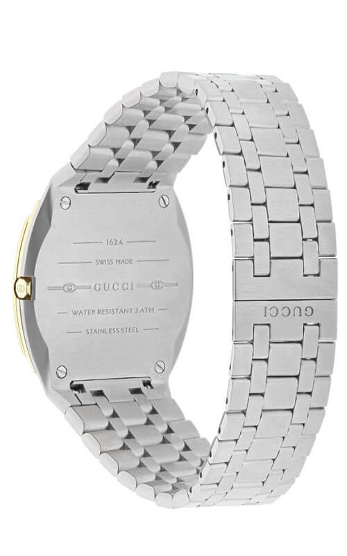GUCCI 25H Gold 18K Plated and Steel Watch 34mm YA163405