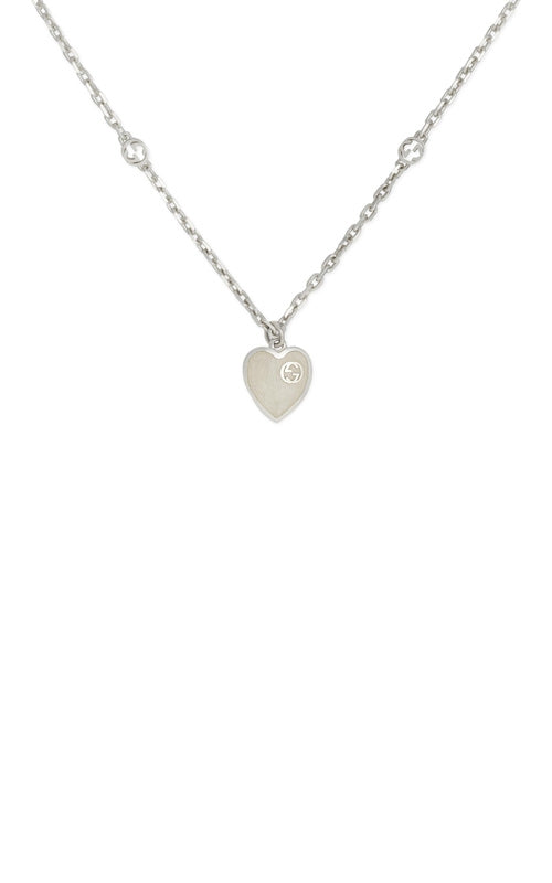 GUCCI HEART GUCCI HEART NECKLACE XS SILVER&WHITE ENAMEL