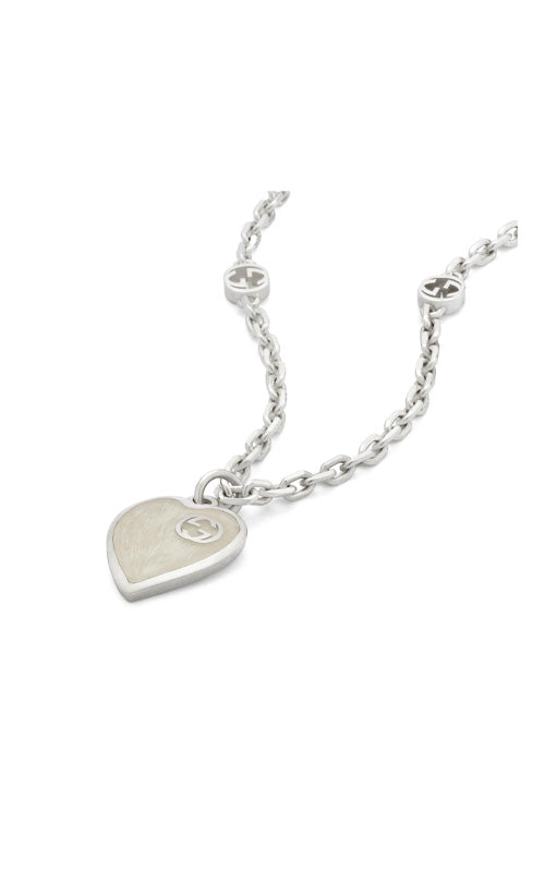 GUCCI HEART GUCCI HEART NECKLACE XS SILVER&WHITE ENAMEL