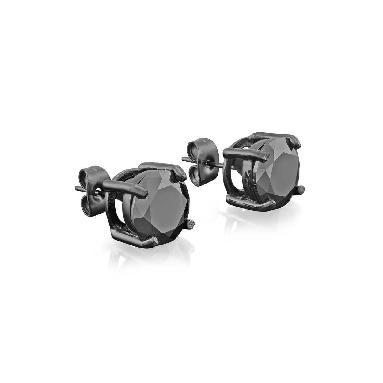 10MM BLACK CZ STUD EARRINGS