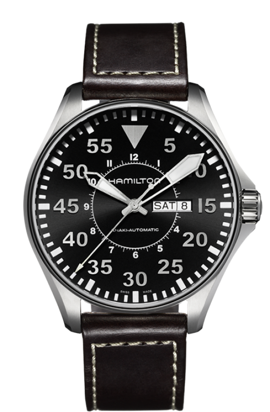 HAMILTON Khaki Aviation Pilot Day Date Auto H64715535 - Moments Watches & Jewelry