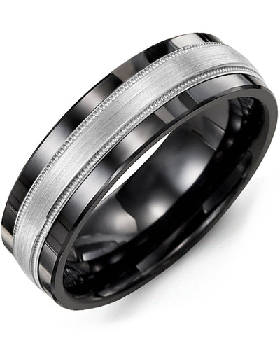 MADANI MEN'S SATIN MILGRAIN WEDDING BAND MAK710CW MAK710CW