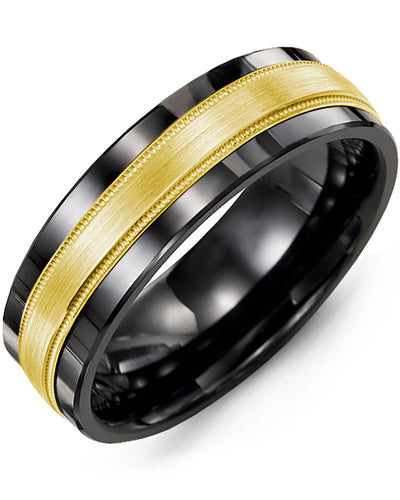 MADANI MEN'S SATIN MILGRAIN WEDDING BAND MAK710CY MAK710CY