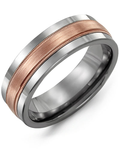 MADANI MEN'S SATIN MILGRAIN WEDDING BAND MAK710TP MAK710TP