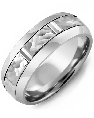 MADANI MEN'S & WOMEN'S HAMMER DIAMOND CUT WEDDING BAND MFH810AW MFH810AW