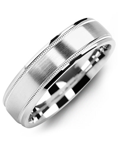 MADANI MEN'S DOME BRUSH MILGRAIN EDGES WEDDING RING MOF610WW MOF610WW