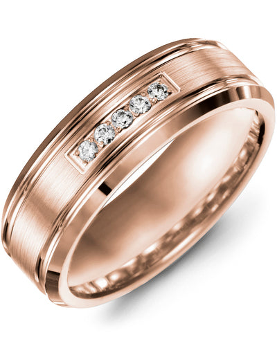 MADANI MEN'S BRUSH BEVELED CARVED EDGES DIAMOND WEDDING BAND MUL610PP-10R MUL610PP-10R