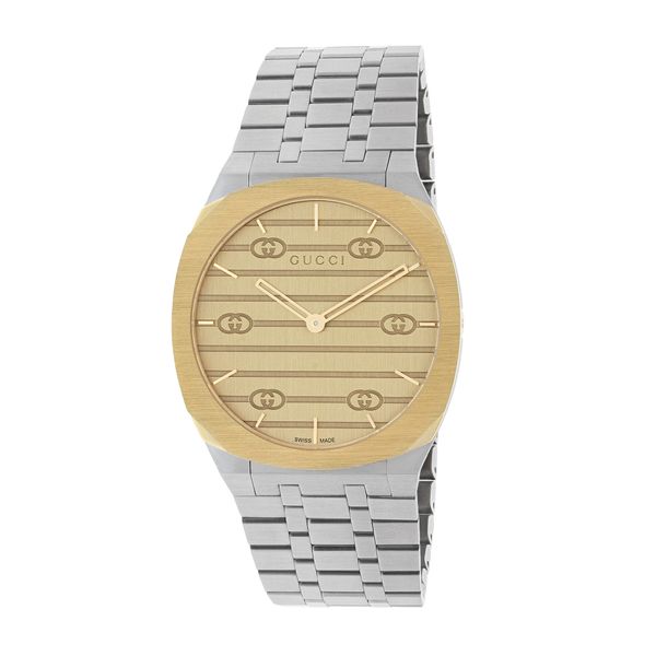 GUCCI 25H Gold Plated and Steel Watch 34mm YA163403