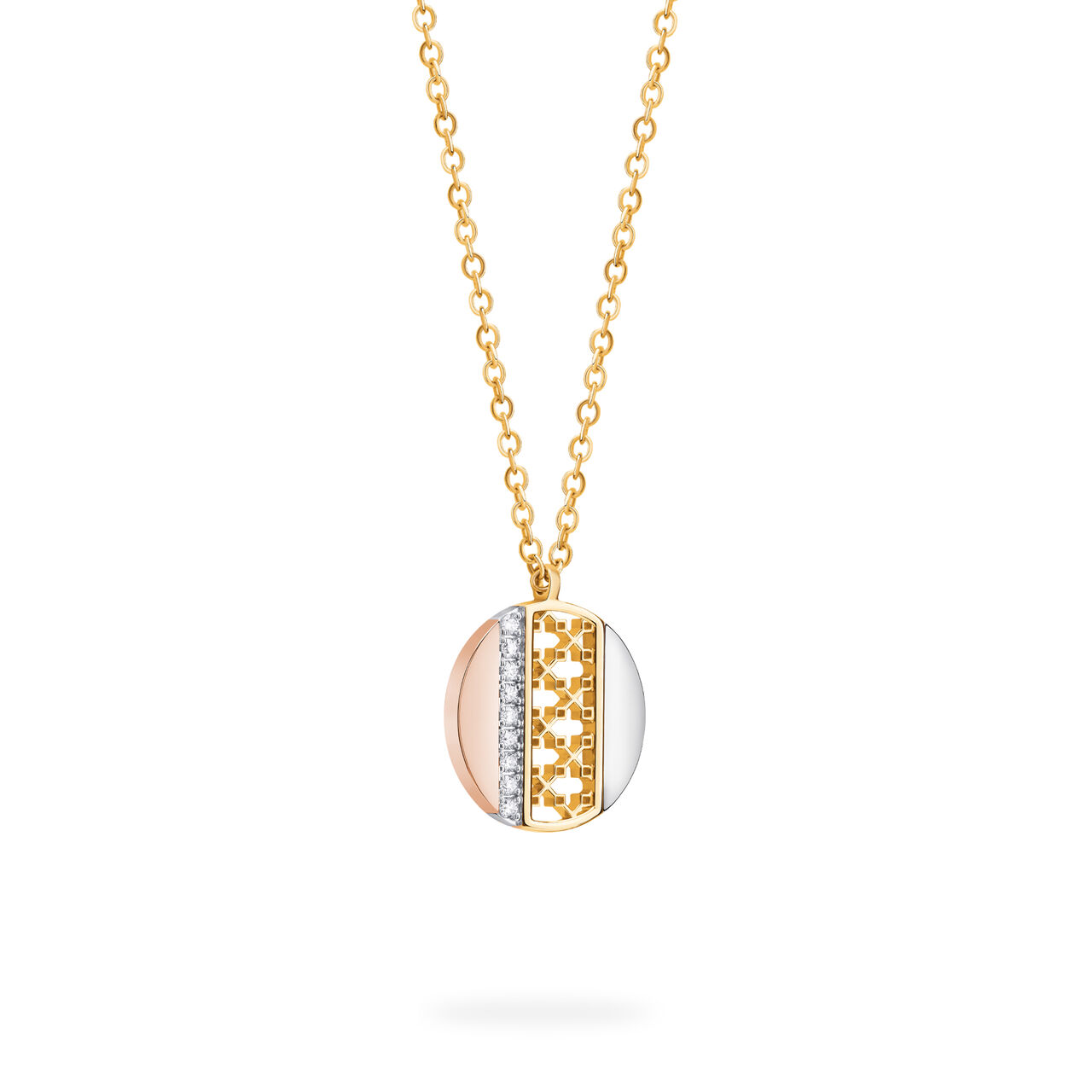 Birks Dare to Dream ® Diamond Circle Pendant, Tri-Gold 450016186272
