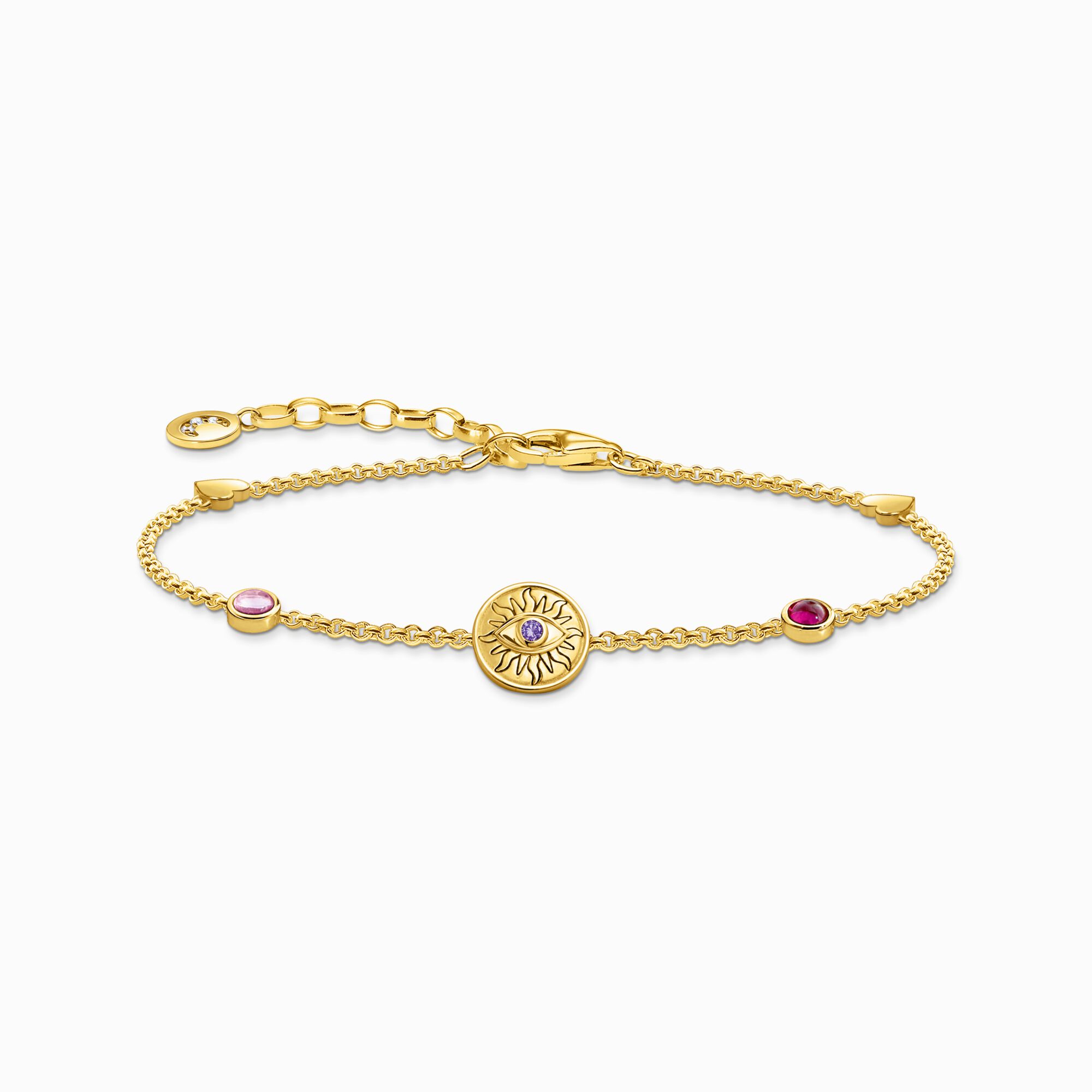 THOMAS SABO Yellow-gold plated bracelet with a sun coin and various stones A2132-995-7
