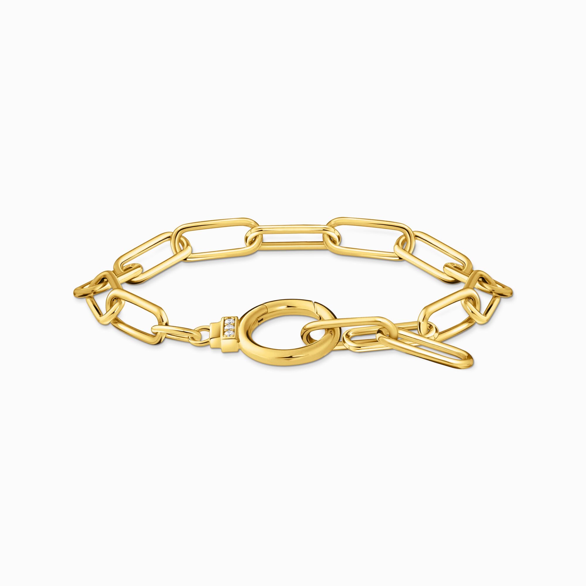 THOMAS SABO Yellow-gold plated link bracelet with zirconia and ring clasp A2133-414-14