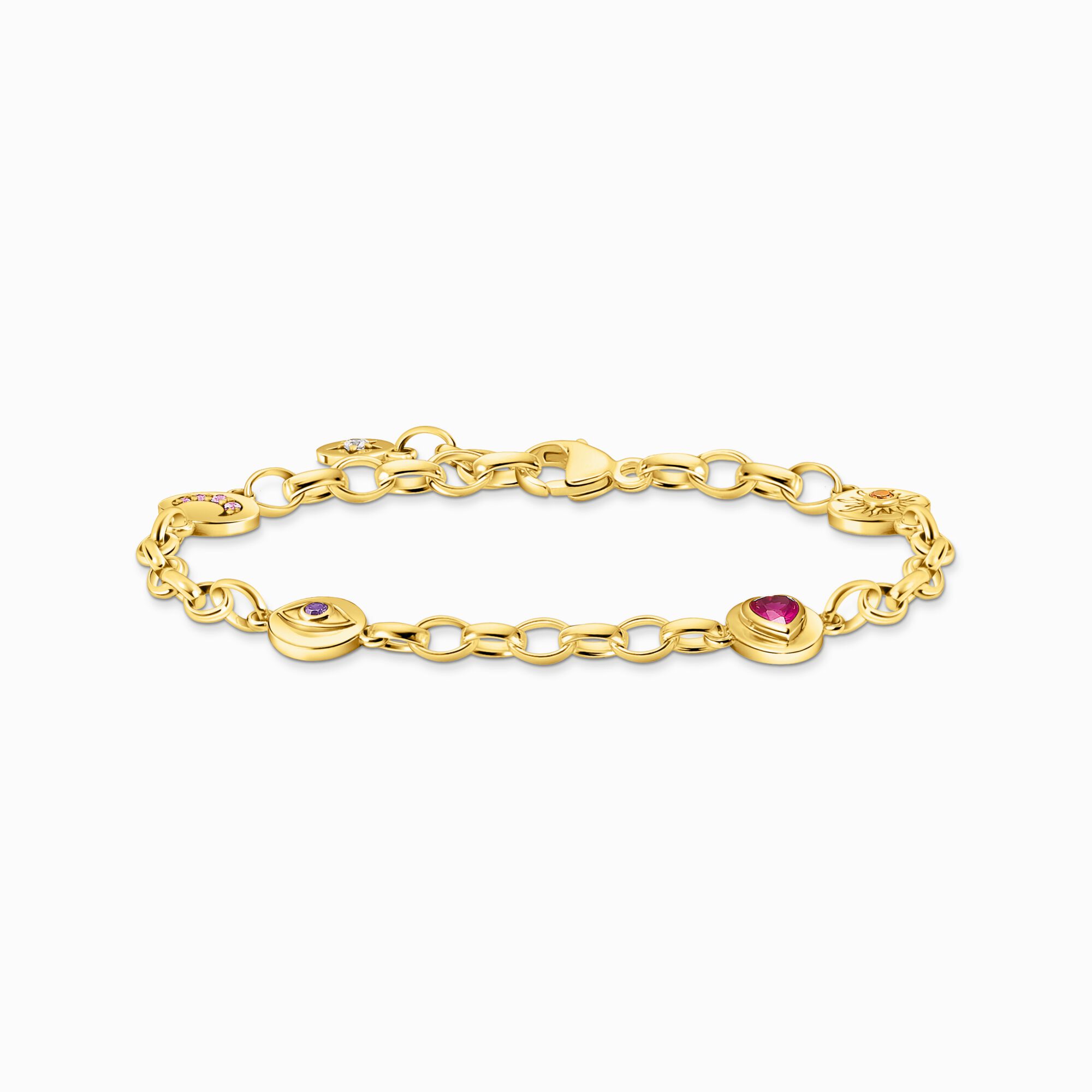 THOMAS SABO Yellow-gold plated bracelet with round elements and stones A2138-995-7
