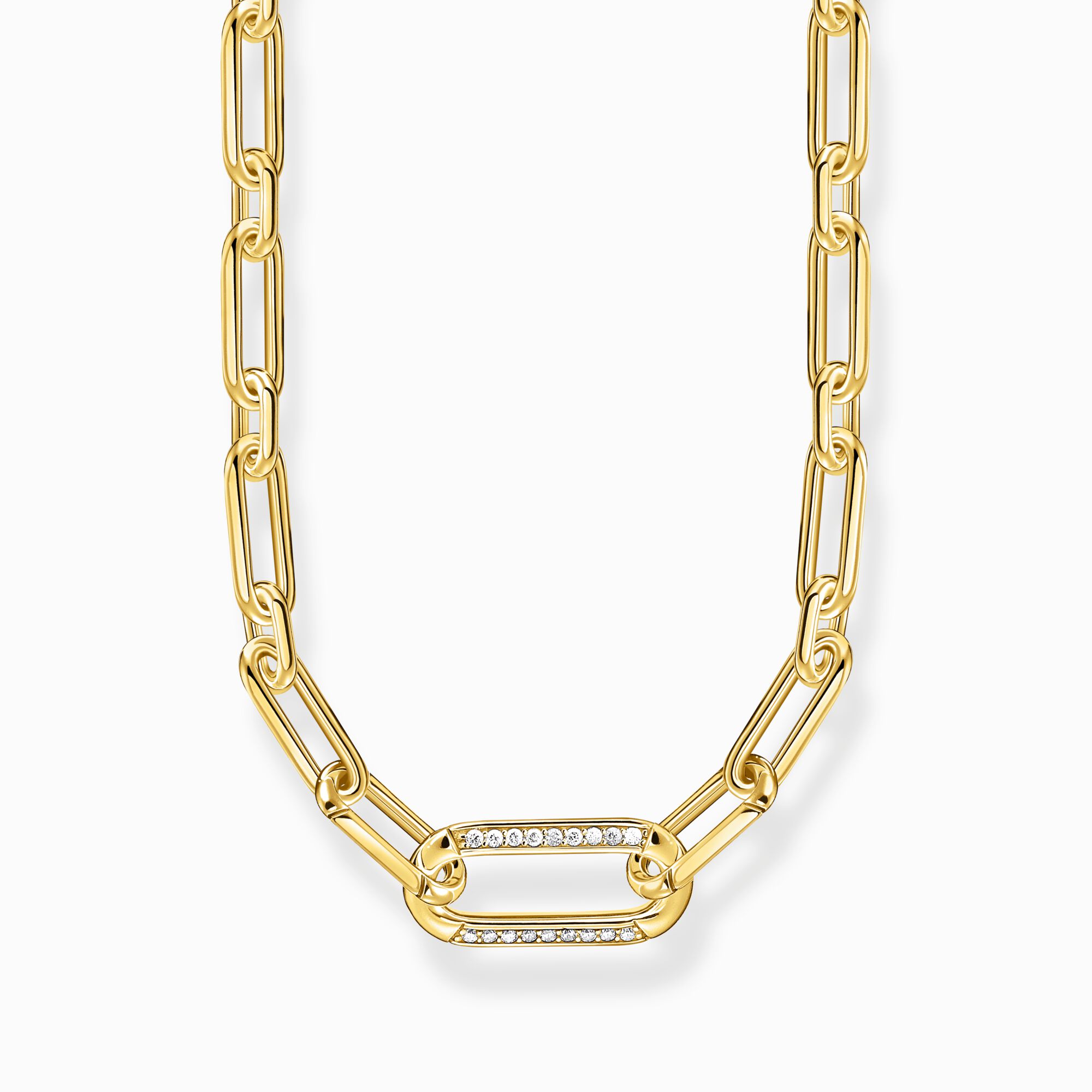 THOMAS SABO Yellow-gold plated link necklace with anchor element and zirconia KE2110-414-14