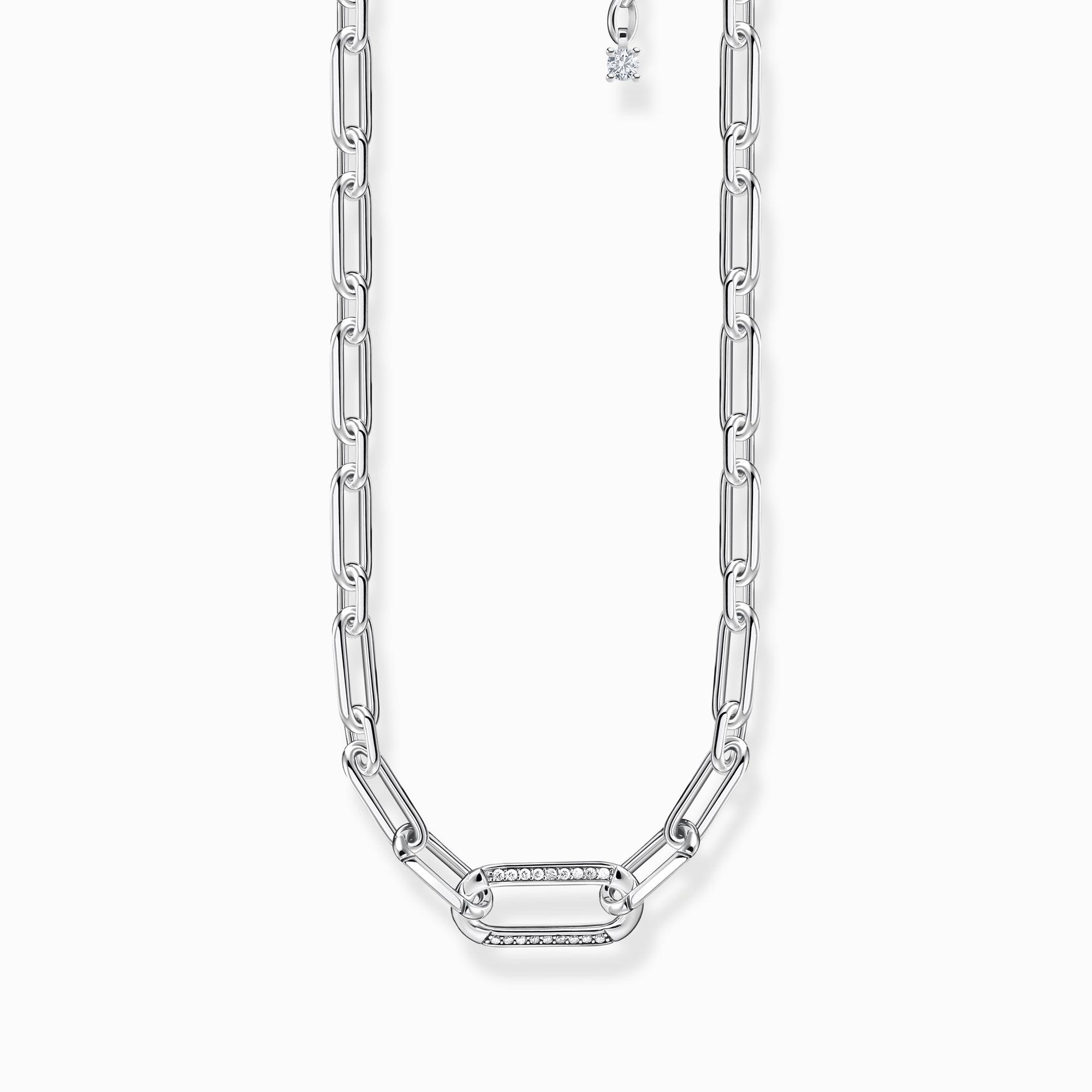 THOMAS SABO Yellow-gold plated link necklace with anchor element and zirconia KE2110-414-14